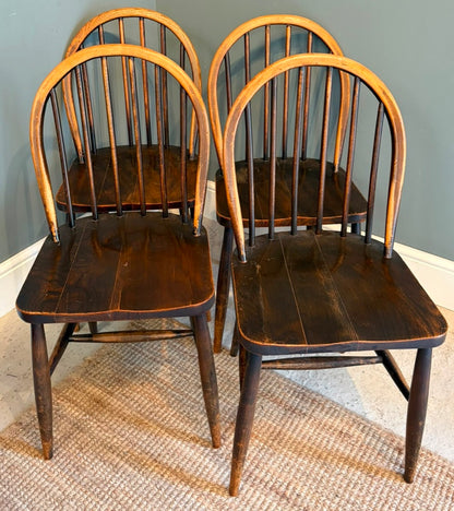 Set of 4 Vintage Ercol Stick Back Chairs