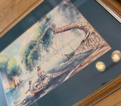 Pair of Vintage Framed Original Water Colour Paintings