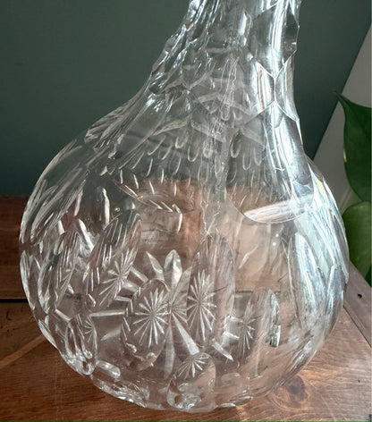 Vintage Cut Glass Decanter with Stopper *D