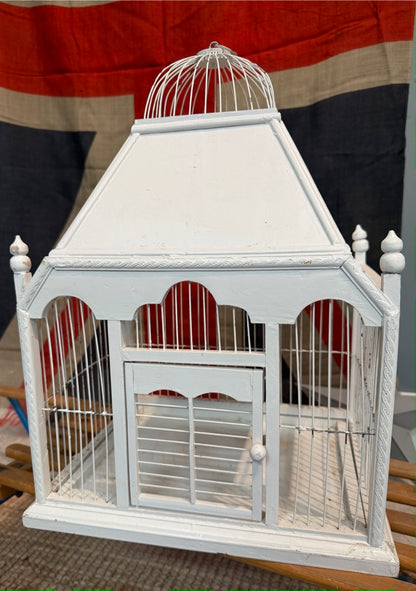 Antique White Bird Cage - Perfect for hanging a plant