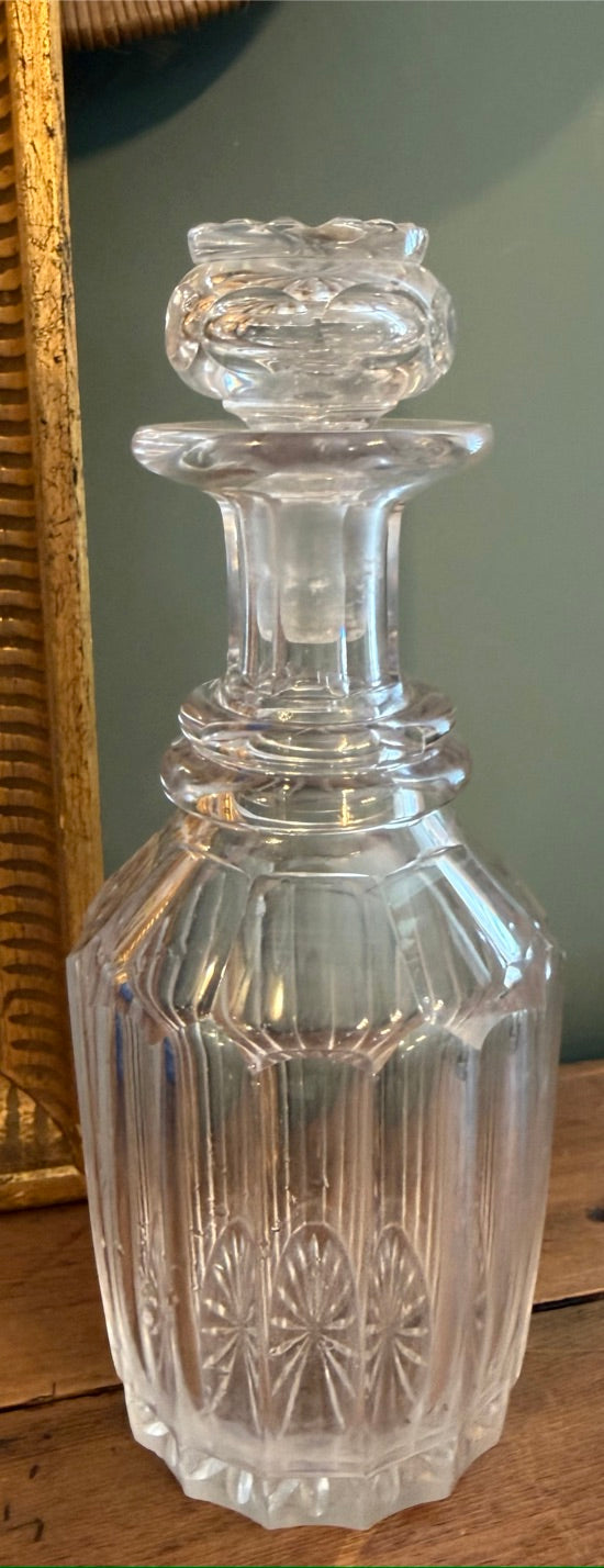 Vintage Cut Glass Decanter with Stopper *H