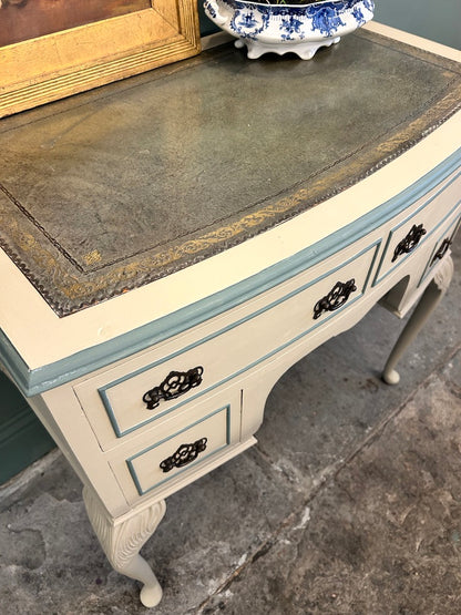 Painted Vintage Knee Hole Desk with leather top