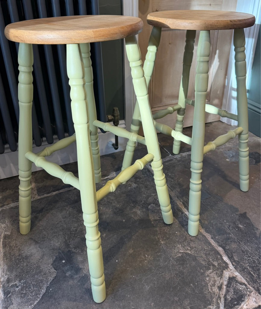 Pair of Painted Pine Stools