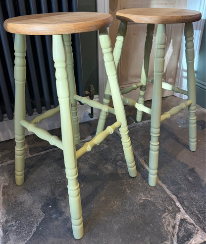 Pair of Painted Pine Stools