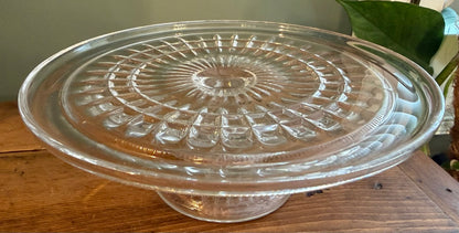 Round Small Pretty Vintage Glass Cake Stand