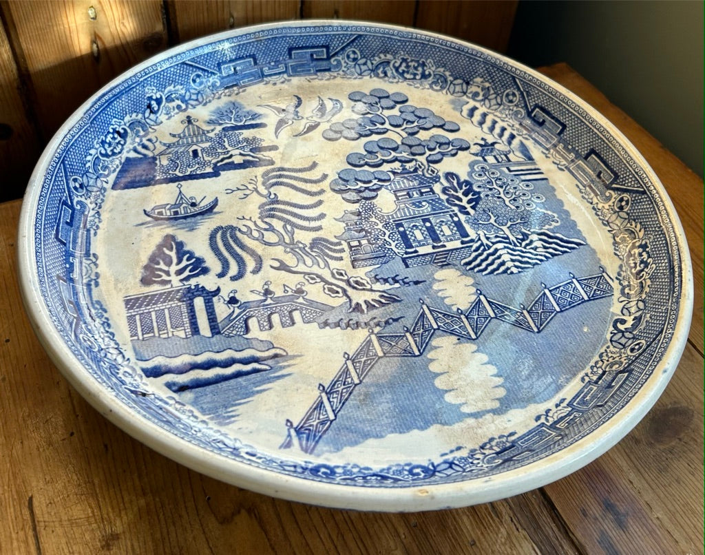 Vintage Blue and White Cake Plate