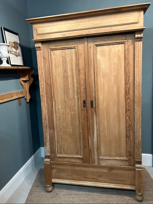 Antique Pine Wardrobe Armoire