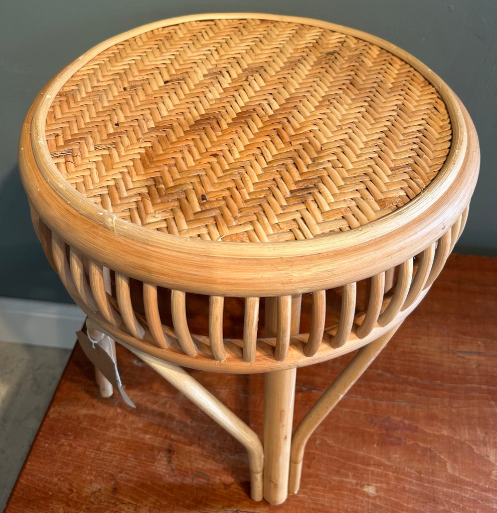 Vintage Round Bamboo Side Table