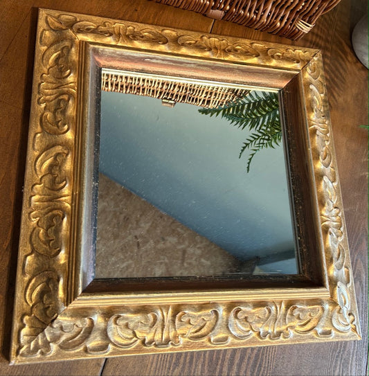 Square Gold Ornate Framed Mirror