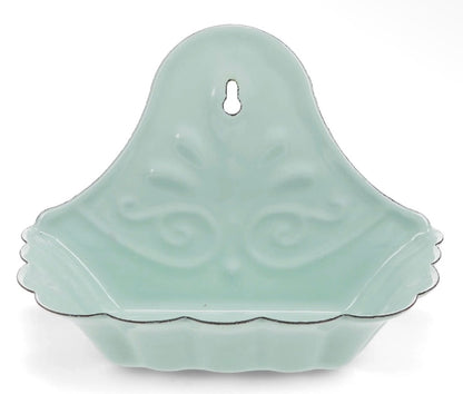 Vintage Style Enamel Wall mountable Soap Dish - Distressed Shabby Green