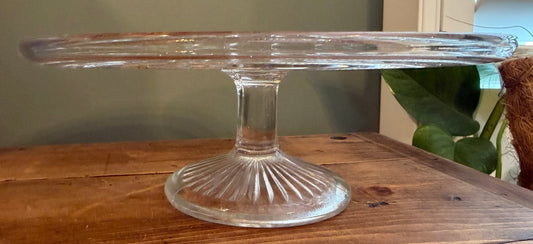 Round Small Pretty Vintage Glass Cake Stand