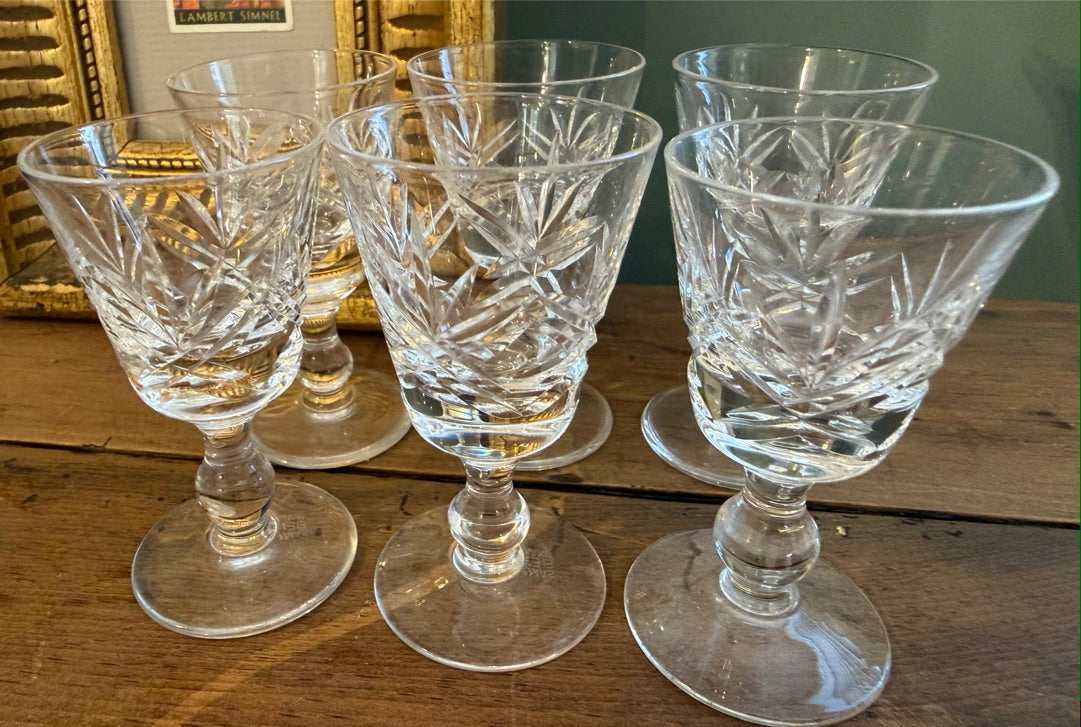 Set of 6 Vintage Sherry / Port Glasses