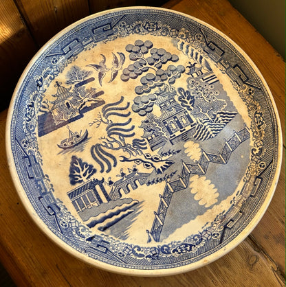 Vintage Blue and White Cake Plate