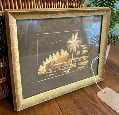 Vintage Straw Art Picture