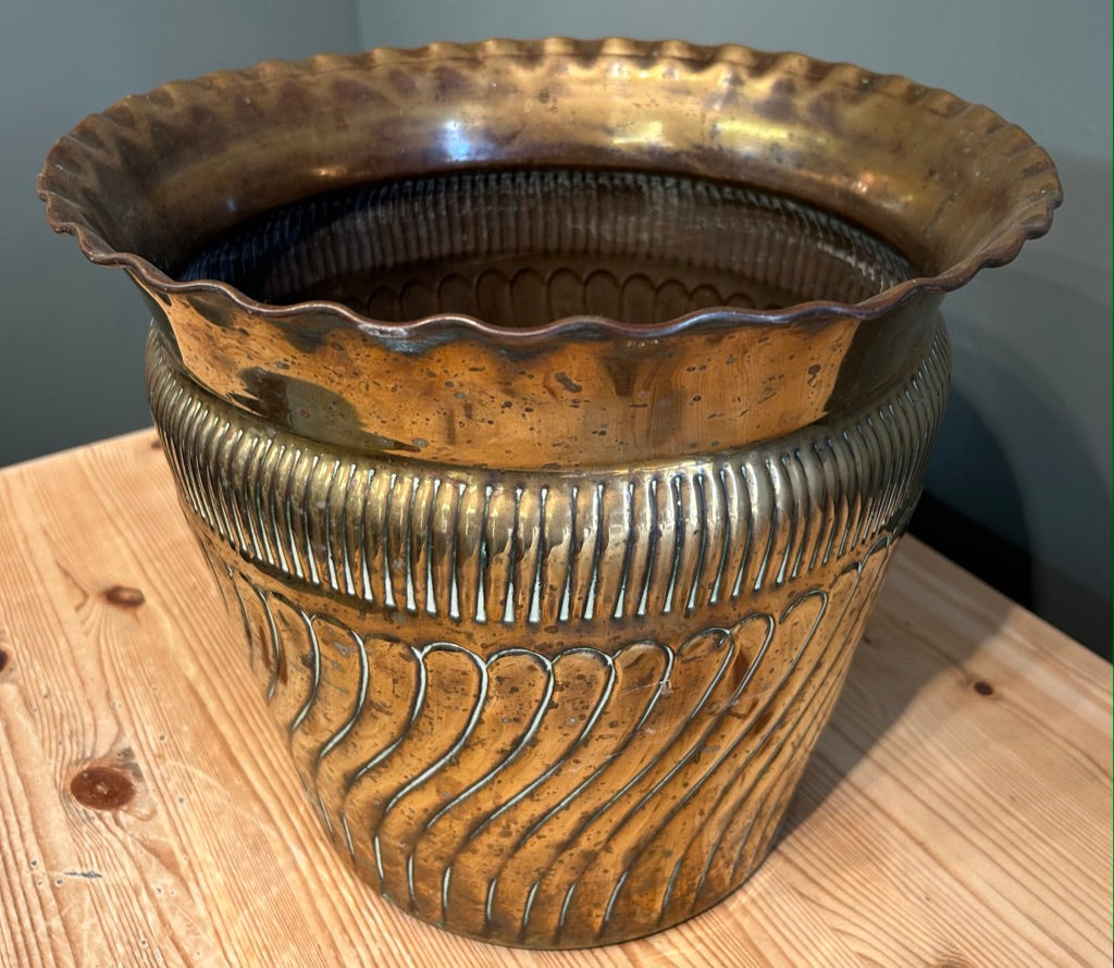 Large Vintage Brass Planter
