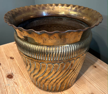 Large Vintage Brass Planter