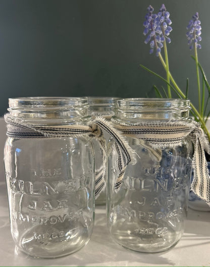 Set of 3 Vintage Glass Kilner Jars - Rustic Vases