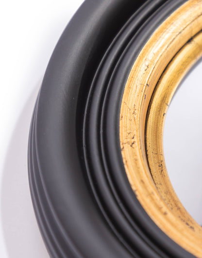 Vintage Port Hole Style Round Black 25cm Convex Wall Mirror