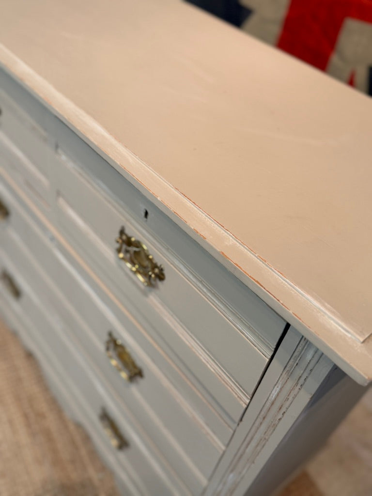 Vintage Painted Distressed Chest of Drawers - Frenchic Salt of the Earth