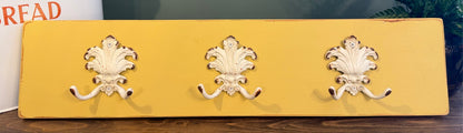 Painted Reclaimed Coat Hooks - Distressed Shabby Finish Hot as Mustard Yellow