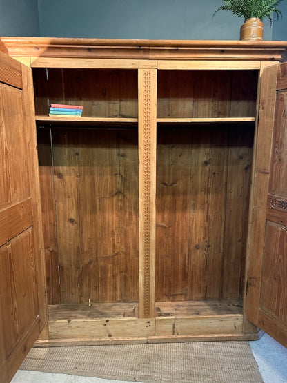 Antique Pine Wardrobe Armoire