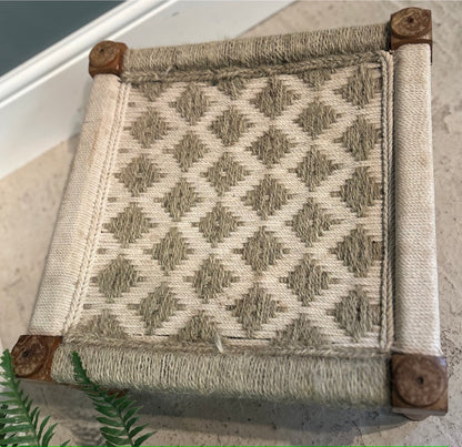 Vintage Indian Hand Woven Low Sitting Stool