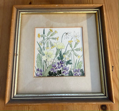 Vintage Framed Botanical Original Water Colour Painting By Carol Worth