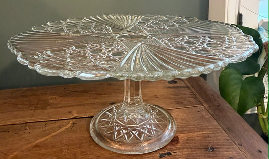 Small Pretty Vintage Glass Cake Stand