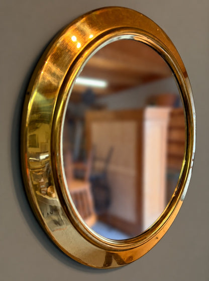 Vintage Brass Round Port Hole Mirror