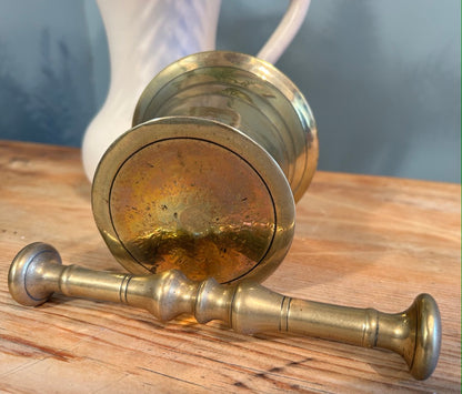 Antique Brass Pestle and Mortar