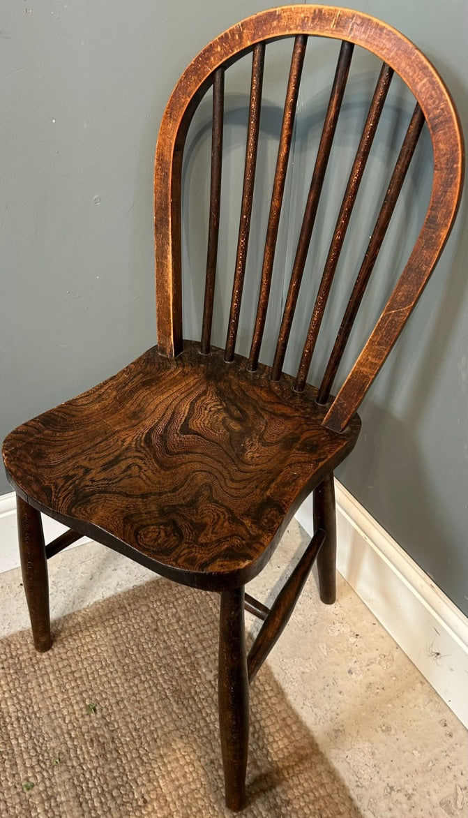 Single Elm Antique Stick Back Kitchen Chair