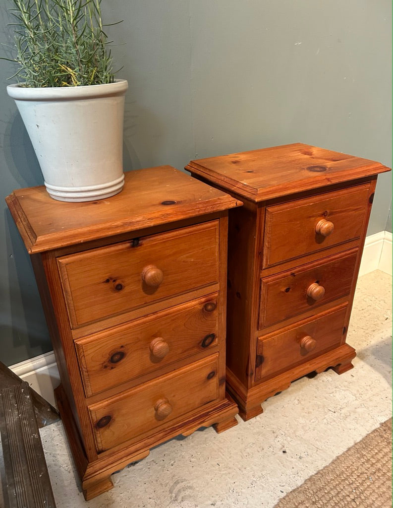 Pair of Pine Bedside Drawers