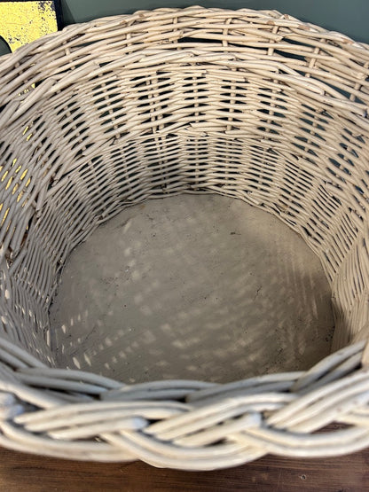 Large White Vintage Basket Planter