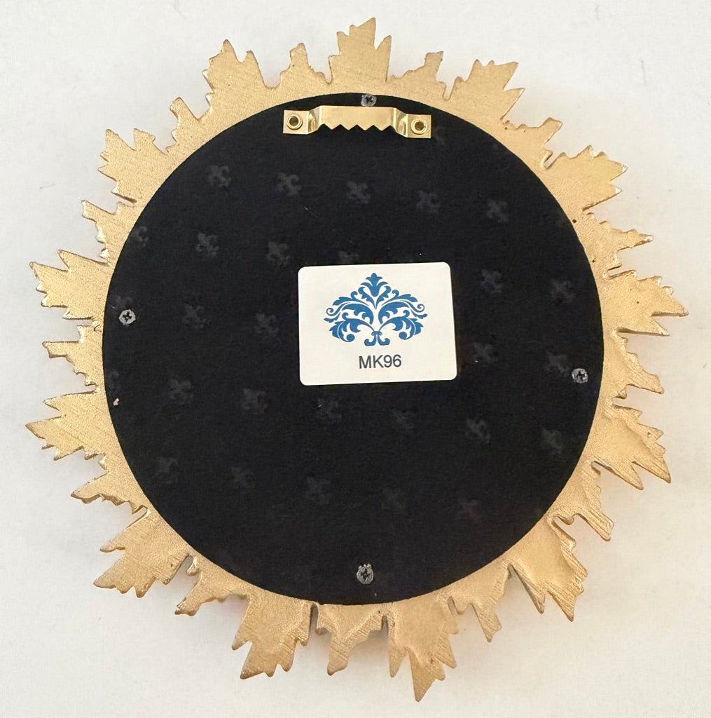 Gold Antiqued Round Port Hole style Sunburst Mirror - Small Convex