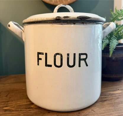 Vintage Enamel Flour Bin