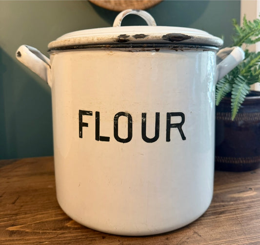 Vintage Enamel Flour Bin