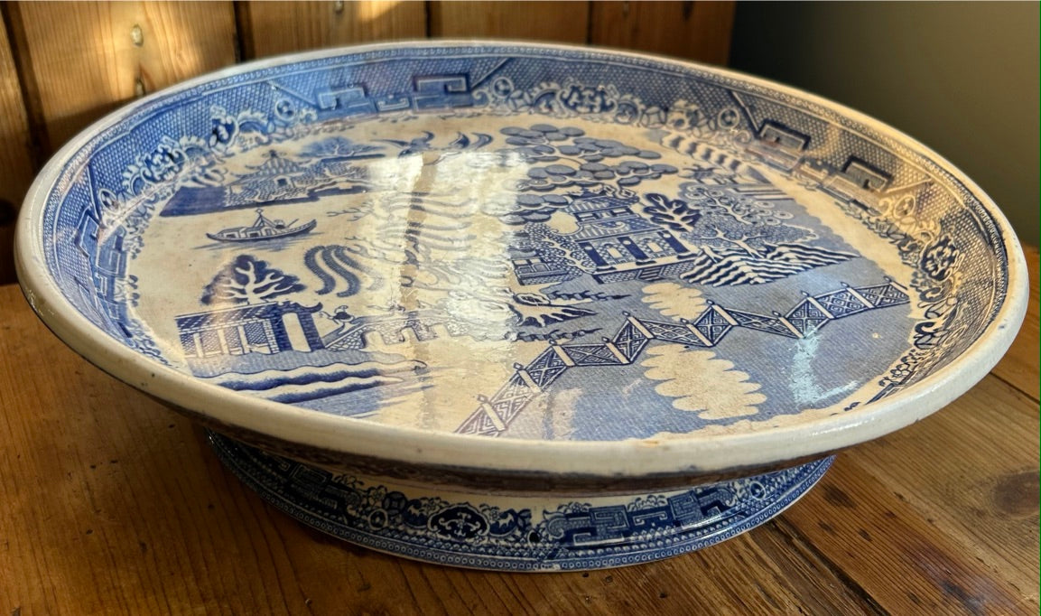 Vintage Blue and White Cake Plate