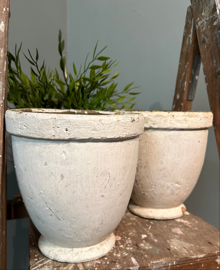 Pair of Small Garden Pots - Painted White