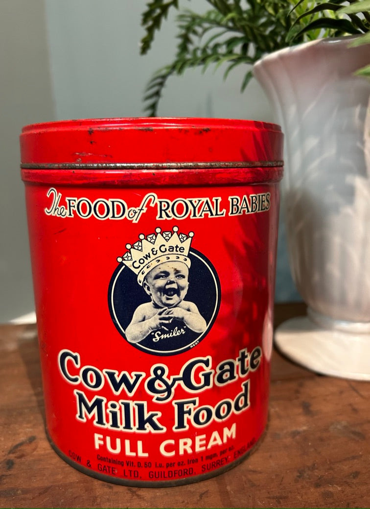 Vintage Red Cow and Gate Tin - Advertising collectable