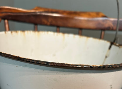 Vintage White Enamel Rustic Galvanised Bucket - Great Planter *A