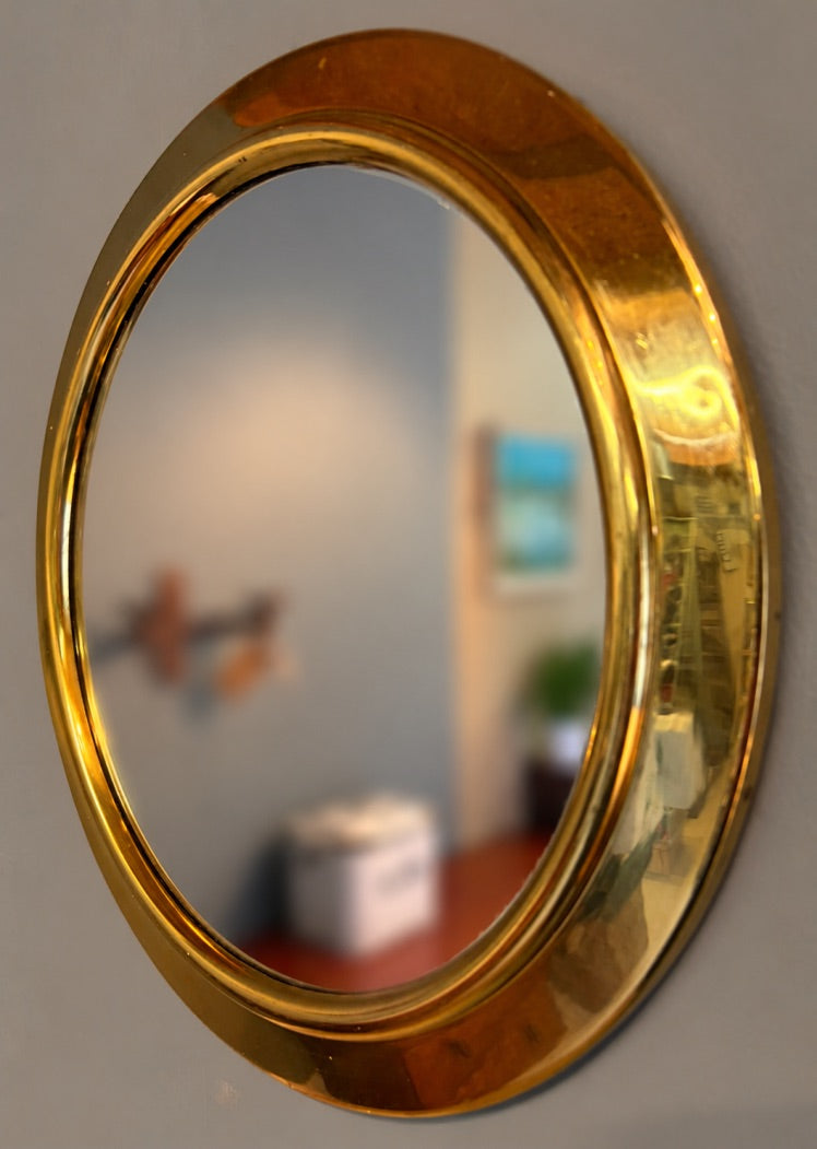 Vintage Brass Round Port Hole Mirror