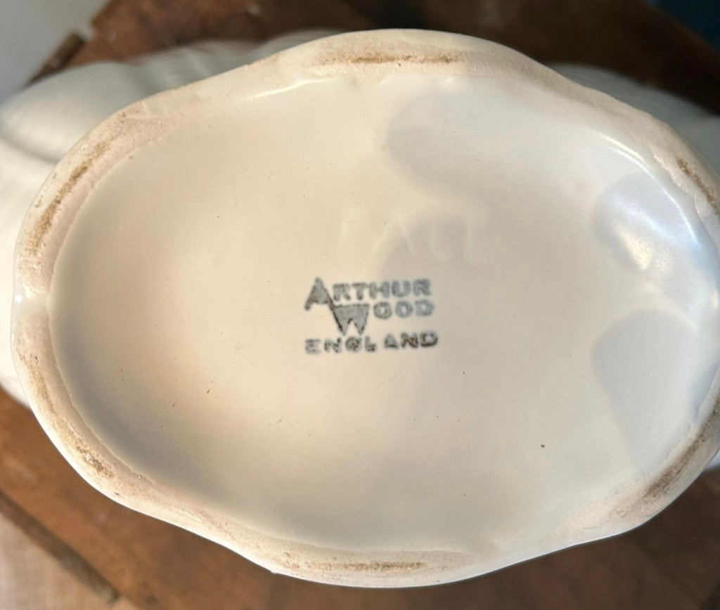 Vintage Arthur Wood Pottery White Mantel Vase