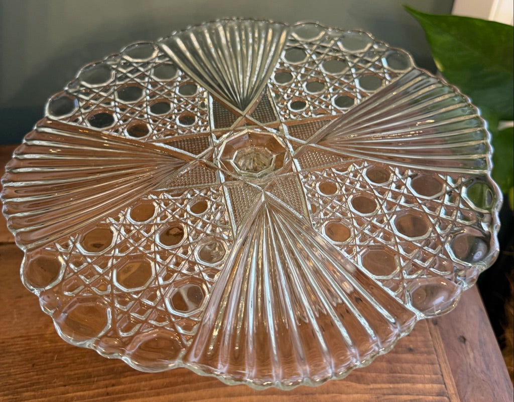 Small Pretty Vintage Glass Cake Stand