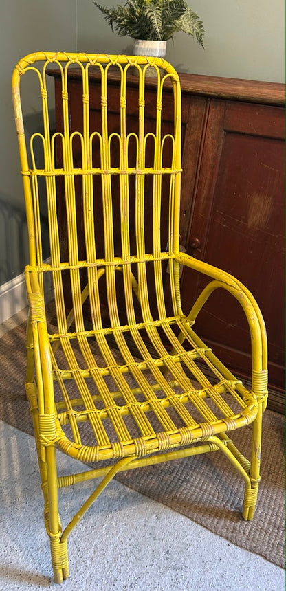 Vintage Bamboo Chair - Painted Yellow