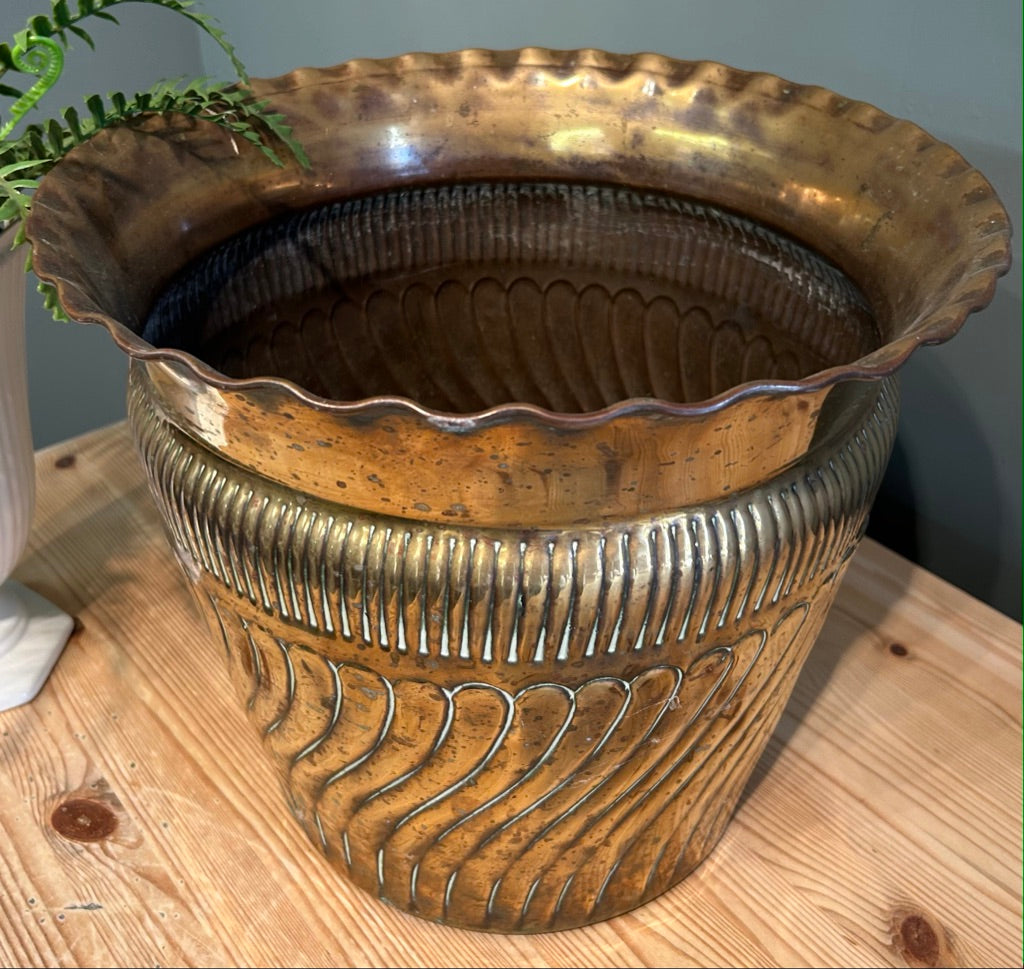 Large Vintage Brass Planter