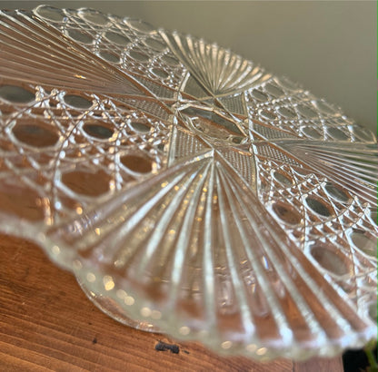 Small Pretty Vintage Glass Cake Stand