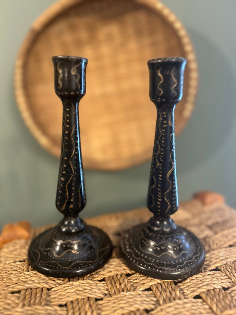 Pair of Antique Naive Candle Stick Holders