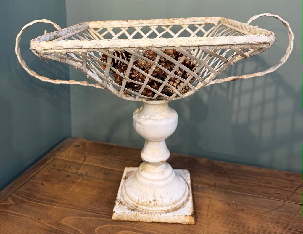 Vintage White Wrought Iron Bowl