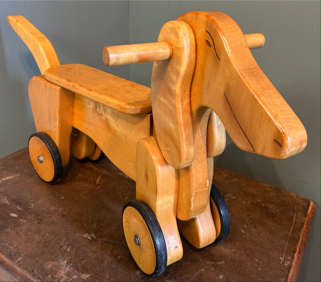 Vintage Ride on Wooden Childs Dog