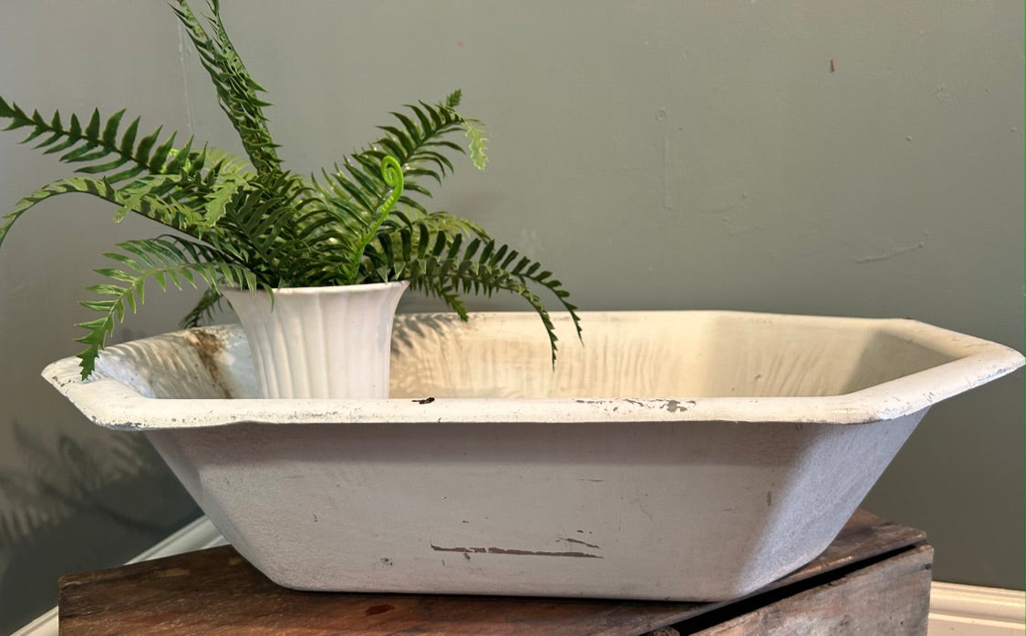 Oversized Vintage White Enamel Bath Tub - Planter / display